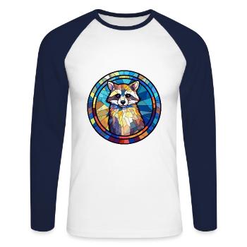 Waschbär Buntes Buntes Cartoon Kawaii Anim - Unisex Baseballshirt langarm - Weiß/Navy - Vorne - Nik (191cm)