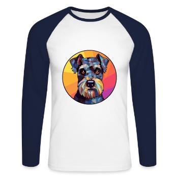 Miniatur Schnauzer Hund Buntes Glas Buntes Auto - Unisex Baseballshirt langarm - Weiß/Navy - Vorne - Nik (191cm)