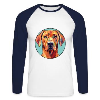 Rhodesian Ridgeback Hund Buntes Glas Buntes Auto - Unisex Baseballshirt langarm - Weiß/Navy - Vorne - Nik (191cm)