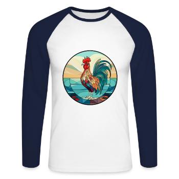 Hahn Buntes Glas Bunte Karikatur Kawaii Anim - Unisex Baseballshirt langarm - Weiß/Navy - Vorne - Nik (191cm)