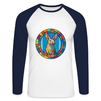 Erdferkel Buntglas Buntes Cartoon Kawaii Haustier - Unisex Baseballshirt langarm - Weiß/Navy - Vorne - Nik (191cm)