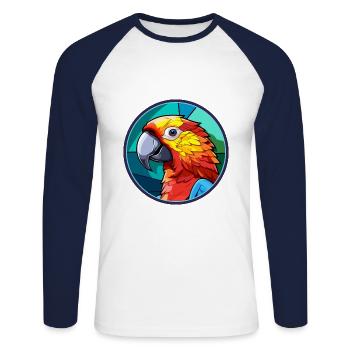 Papagei Buntglas Bunte Karikatur Kawaii Anima - Unisex Baseballshirt langarm - Weiß/Navy - Vorne - Nik (191cm)