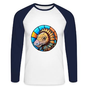 Armadillo Stained Glass Colorful Cartoon Kawaii An - Unisex Long Sleeve Baseball T-Shirt - white/navy - Front - Nik (191cm)