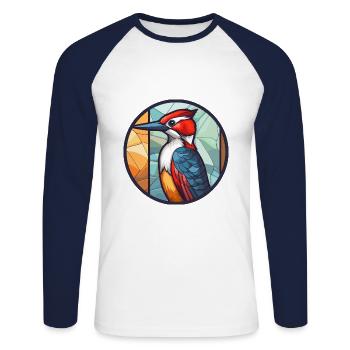 Pic vitrail coloré Cartoon Kawaii A - T-shirt baseball manches longues Homme - blanc/marine - Devant - Nik (191cm)