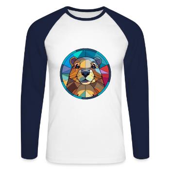 Und täglich grüßt Murmeltier Bunte Karikatur Kawaii An - Unisex Baseballshirt langarm - Weiß/Navy - Vorne - Nik (191cm)