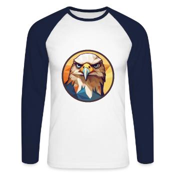 Hawk Buntes Buntes Cartoon-Kawaii-Tier - Unisex Baseballshirt langarm - Weiß/Navy - Vorne - Nik (191cm)