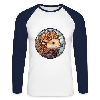 Igel Bunte Karikatur Kawaii Ani - Unisex Baseballshirt langarm - Weiß/Navy - Vorne - Nik (191cm)