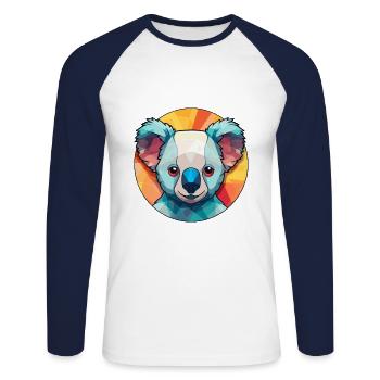 Koala Buntglas Bunte Karikatur Kawaii Tier - Unisex Baseballshirt langarm - Weiß/Navy - Vorne - Nik (191cm)