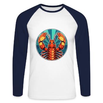 Lobster Stained Glass Colorful Cartoon Kawaii Anim - Unisex Long Sleeve Baseball T-Shirt - white/navy - Front - Nik (191cm)