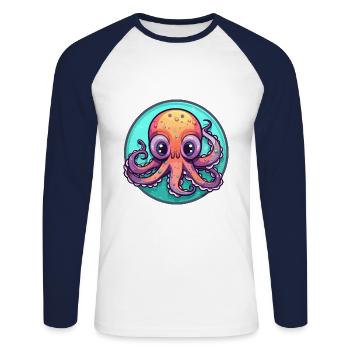 Oktopus Buntes Glas Bunte Karikatur Kawaii Anim - Unisex Baseballshirt langarm - Weiß/Navy - Vorne - Nik (191cm)