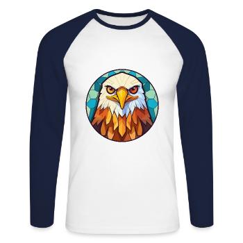 Falke Buntglas Bunte Karikatur Kawaii Anima - Unisex Baseballshirt langarm - Weiß/Navy - Vorne - Nik (191cm)