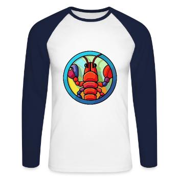 Craw Buntes Buntes Cartoon-Kawaii-Tier - Unisex Baseballshirt langarm - Weiß/Navy - Vorne - Nik (191cm)