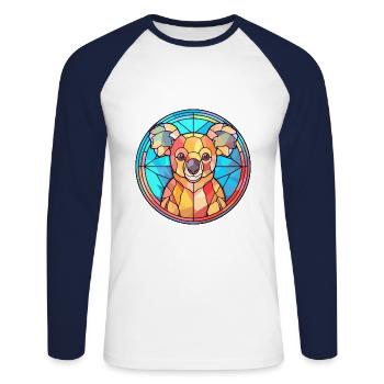 Koala Buntglas Bunte Karikatur Kawaii Tier - Unisex Baseballshirt langarm - Weiß/Navy - Vorne - Nik (191cm)