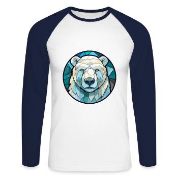 Polar Bear Stained Glass Colorful Cartoon Kawaii A - Unisex Long Sleeve Baseball T-Shirt - white/navy - Front - Nik (191cm)