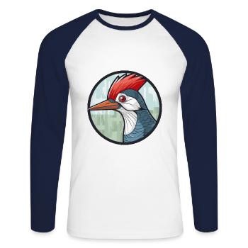 Pic vitrail coloré Cartoon Kawaii A - T-shirt baseball manches longues Homme - blanc/marine - Devant - Nik (191cm)