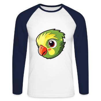 Papagei Niedlich Glücklich Kawaii Cartoon Clipart Tier - Unisex Baseballshirt langarm - Weiß/Navy - Vorne - Nik (191cm)