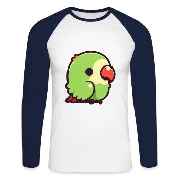 Papagei Niedlich Glücklich Kawaii Cartoon Clipart Tier - Unisex Baseballshirt langarm - Weiß/Navy - Vorne - Nik (191cm)