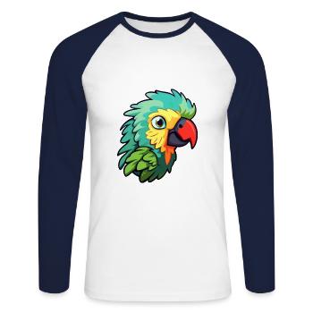 Papagei Niedlich Glücklich Kawaii Cartoon Clipart Tier - Unisex Baseballshirt langarm - Weiß/Navy - Vorne - Nik (191cm)