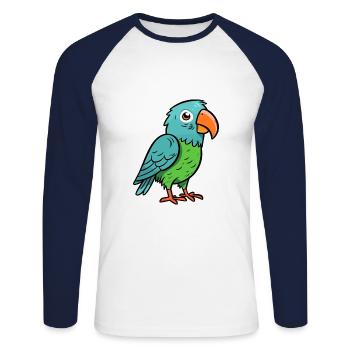 Papagei Niedlich Glücklich Kawaii Cartoon Clipart Tier - Unisex Baseballshirt langarm - Weiß/Navy - Vorne - Nik (191cm)