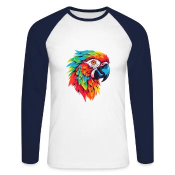 Papagei Niedlich Glücklich Kawaii Cartoon Clipart Tier - Unisex Baseballshirt langarm - Weiß/Navy - Vorne - Nik (191cm)