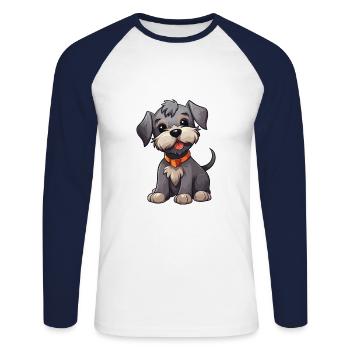 Cesky Terrier Chien Mignon Heureux Kawaii Cartoon Clipar - T-shirt baseball manches longues Homme - blanc/marine - Devant - Nik (191cm)