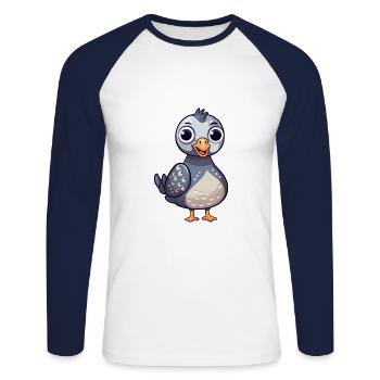 Pintade Mignon Heureux Kawaii Dessin Animé Clipart Anim - T-shirt baseball manches longues Homme - blanc/marine - Devant - Nik (191cm)