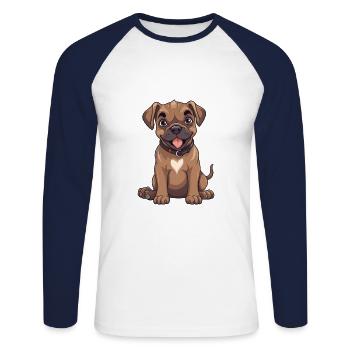Perro De Presa Canario Hund Cartoon Kawaii Clipart - Unisex Baseballshirt langarm - Weiß/Navy - Vorne - Nik (191cm)