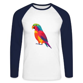 Papagei Niedlich Glücklich Kawaii Cartoon Clipart Tier - Unisex Baseballshirt langarm - Weiß/Navy - Vorne - Nik (191cm)