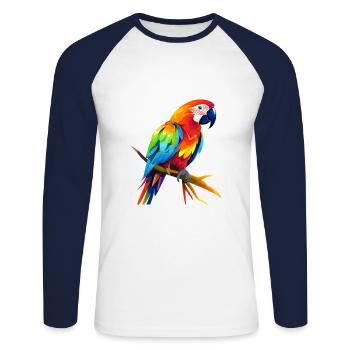Papagei Niedlich Glücklich Kawaii Cartoon Clipart Tier - Unisex Baseballshirt langarm - Weiß/Navy - Vorne - Nik (191cm)