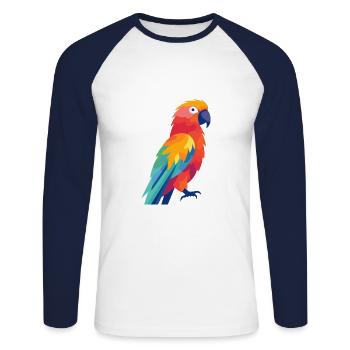 Papagei Niedlich Glücklich Kawaii Cartoon Clipart Tier - Unisex Baseballshirt langarm - Weiß/Navy - Vorne - Nik (191cm)
