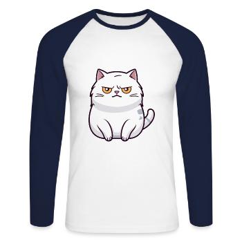 Katze niedlich glücklich kawaii cartoon clipart tier - Unisex Baseballshirt langarm - Weiß/Navy - Vorne - Nik (191cm)