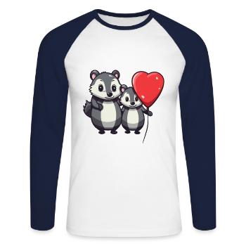 Dachse Kawaii Cartoon Haustier spielt mit Luftballons - Unisex Baseballshirt langarm - Weiß/Navy - Vorne - Nik (191cm)