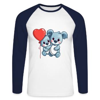 Koala Kawaii Cartoon Pet Jouant Avec Des Ballons - T-shirt baseball manches longues Homme - blanc/marine - Devant - Nik (191cm)