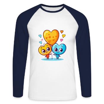 Butterflies Kawaii Cartoon Playing With Balloons - Unisex Long Sleeve Baseball T-Shirt - white/navy - Front - Nik (191cm)