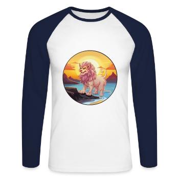 Chimère Aquarelle Colorée Dessin Animé Kawaii Animal - T-shirt baseball manches longues Homme - blanc/marine - Devant - Nik (191cm)
