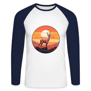 Impala Buntes Aquarell Cartoon Kawaii Tier - Unisex Baseballshirt langarm - Weiß/Navy - Vorne - Nik (191cm)