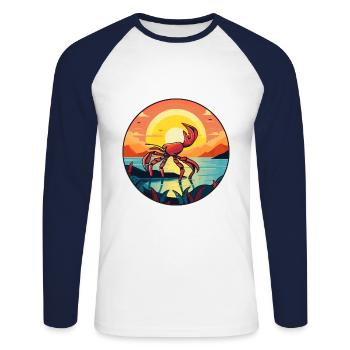 Scorpion Aquarelle Colorée Dessin Animé Kawaii Animal - T-shirt baseball manches longues Homme - blanc/marine - Devant - Nik (191cm)