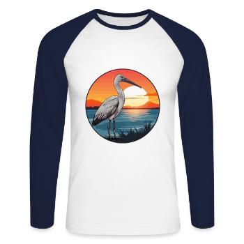 Ibis Colorful Watercolor Cartoon Kawaii Animal - Unisex Long Sleeve Baseball T-Shirt - white/navy - Front - Nik (191cm)