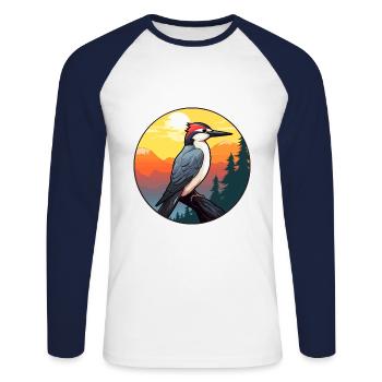 Pic Aquarelle Colorée Dessin Animé Kawaii Pet - T-shirt baseball manches longues Homme - blanc/marine - Devant - Nik (191cm)