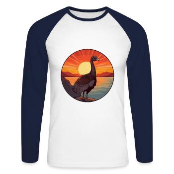 Turkey Pet Colorful Watercolor Cartoon Kawaii Pet - Unisex Long Sleeve Baseball T-Shirt - white/navy - Front - Nik (191cm)