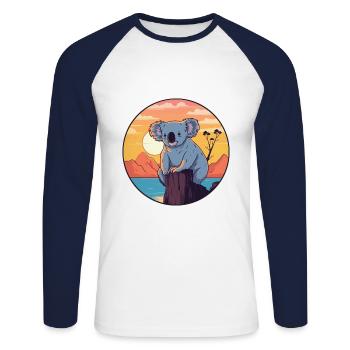 Koala Buntes Aquarell Cartoon Kawaii Tier - Unisex Baseballshirt langarm - Weiß/Navy - Vorne - Nik (191cm)