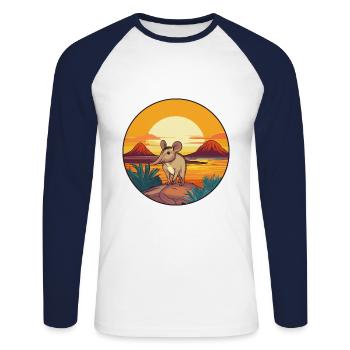 Elephant Shrew Colorful Watercolor Cartoon Kawaii - Unisex Long Sleeve Baseball T-Shirt - white/navy - Front - Nik (191cm)