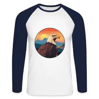 Eagle Colorful Watercolor Cartoon Kawaii Animal - Unisex Long Sleeve Baseball T-Shirt - white/navy - Front - Nik (191cm)