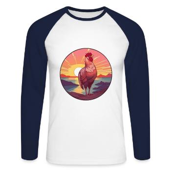 Hen Colorful Watercolor Cartoon Kawaii Animal - Unisex Long Sleeve Baseball T-Shirt - white/navy - Front - Nik (191cm)
