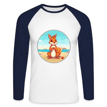 Squirrel Cartoon Yoga Beach Summer Illustration - Unisex Long Sleeve Baseball T-Shirt - white/navy - Front - Nik (191cm)