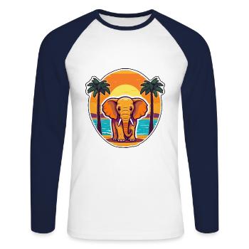 Elefant, lustige Cartoon-Kawaii-Strand-Illustration - Unisex Baseballshirt langarm - Weiß/Navy - Vorne - Nik (191cm)