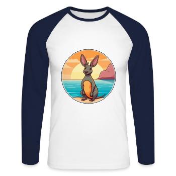 Oryctérope aquarelle dessin animé Kawaii Clipart Animal - T-shirt baseball manches longues Homme - blanc/marine - Devant - Nik (191cm)