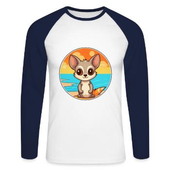Aye Aye Aquarell Cartoon Kawaii Clipart Tier - Unisex Baseballshirt langarm - Weiß/Navy - Vorne - Nik (191cm)
