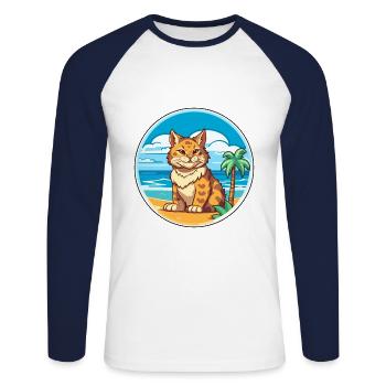 Rotluchs Aquarell Cartoon Kawaii Clipart Tier - Unisex Baseballshirt langarm - Weiß/Navy - Vorne - Nik (191cm)