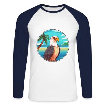 Eagle Watercolor Cartoon Kawaii Clipart Animal - Unisex Long Sleeve Baseball T-Shirt - white/navy - Front - Nik (191cm)